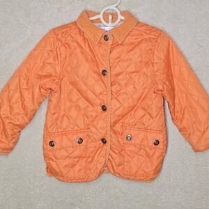 Girl Connection Girls Orange Quilted Polyester Bomber Jacket Size 4/5